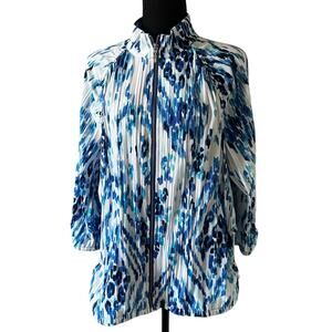 Chicos Women's Zenergy Full Zip Athletic Jacket Blue White Size 2/Large